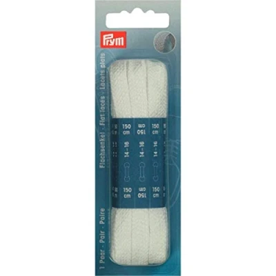Image of Prym Flat Laces, White, 150 cm x 8 mm, weiß, 2 Stück