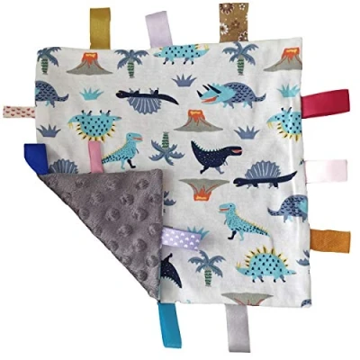 Image of G Tree Baby Boy Grey Tag Safety Blanket, Soft Toy Blanket with Tags, Taggy Comforter,