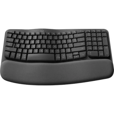 Image of Logitech Wave Keys for Business, Wireless Ergonomic Keyboard with Cushioned Palm Rest Graphite, Qwertz German Layout