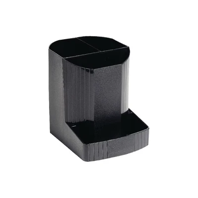 Image of Exacompta Ref 675014D ECOBlack Mini Octo Recycled Pen Pot 123 x 90 111mm in Size, Space Saving Pot, 3 Sections Suitable for Organising Pens, Pencils and Accessories Black
