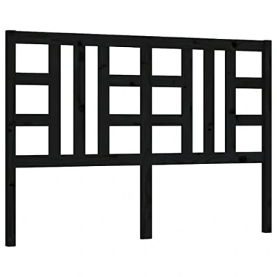 Image of vidaXL Solid Wood Pine Bed Headboard, Black, Fashionable design, Fits any Type, Size 126x4x100 cm