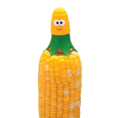 Image of Joie Kitchen Gadgets 22202 Corn Star cob Holders 2 Sets, Stainless Steel, Yellow (Packing May Vary)