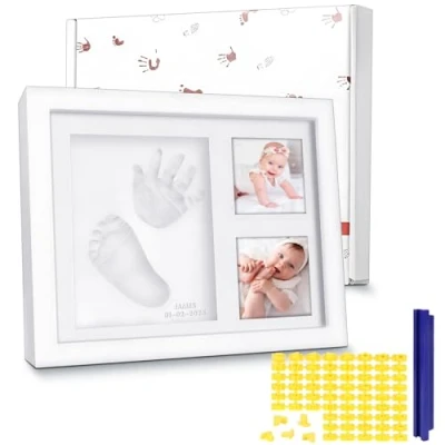 Image of OWill Baby Handprint and Footprint Kit with Photo Frame Personalized Newborn Gift Set for Boys Girls, Keepsake Memory Art Nursery Decor