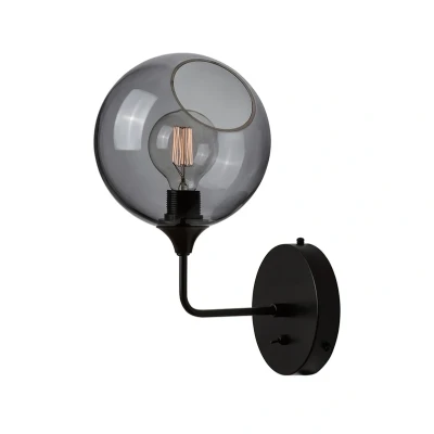 Image of DESIGN BY US Ballroom Short wall light, smoke grey, glass, hand blown