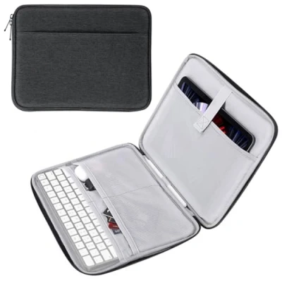 Image of MoKo 9 11 inch Tablet Sleeve, Protective Carrying Bag with Two Compartments Fits New iPad Air/Pro 2024, Air 5/4th 10.9, 9/8/7th 10.2, 10th Tab S8/S9 11, Black &amp; Gray