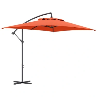 Image of Outsunny 3x2m Cantilever Parasol with Cross Base, Banana Crank Handle and 6 Ribs, Rectangular Hanging Patio Umbrella for Outdoor Pool, Garden, Balcony, Orange