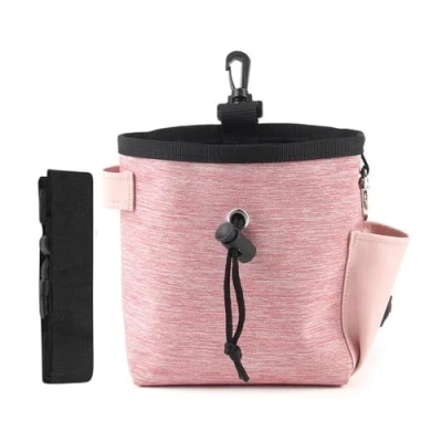 Image of DONGKER Dog Treat Pouch Bag,Oxford Training Bag with Carabiner &amp; Adjustable Belt for Pet Puppy Walking Travel Outdoor