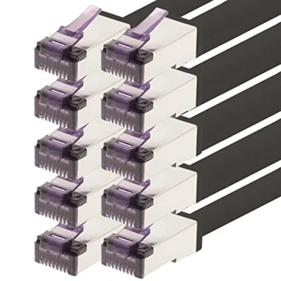 Image of 1aTTack.de 0.15m CAT6a Superflex Ethernet Gigabit LAN network cable RJ45 CAT6 A patch 10000 Mbit s SFTP PIMF 500 MHz compatible with CAT5 black 10 pieces