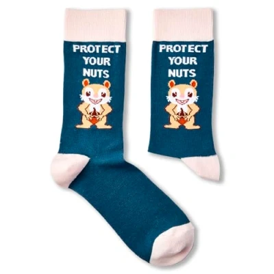 Image of Urban Eccentric Unisex Protect Your Nuts Socks Gift 1 Pair Cotton Rich Premium Novelty Gifts