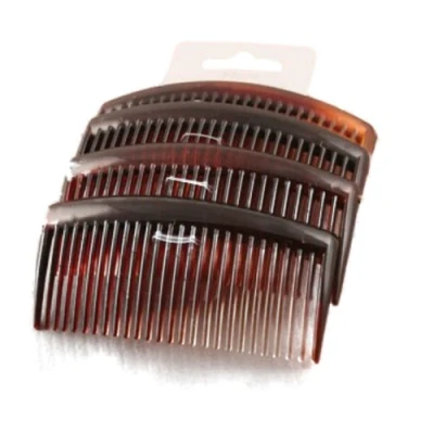 Image of Set of 4 Tort Plain Hair Combs Slides 9cm (3.5) by Pritties Accessories