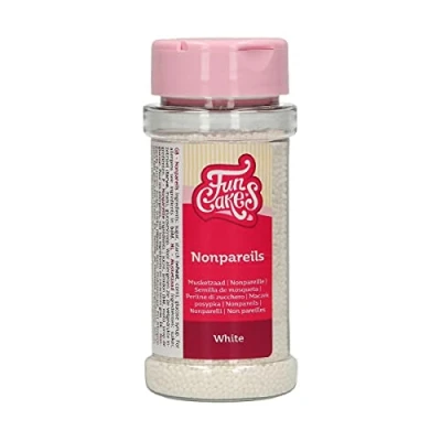 Image of FunCakes Nonpareils White: Cake Sprinkles, Great Taste, Perfect for Decorating, Hundreds and Thousands Sprinkles. 80 g.
