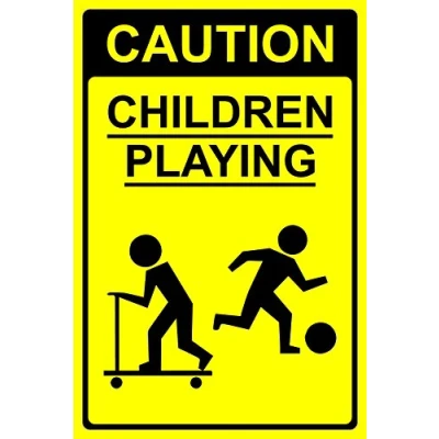 Image of Caution Children Playing Sign 1.2mm rigid plastic 200mm x 300mm