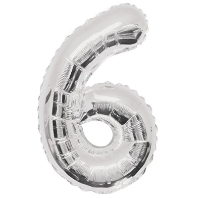 Image of Unique Party 55756 34&quot; Giant Silver Foil Number 6 Balloon