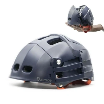Image of Foldable helmet Plixi Fit for bike, e scooter, onewheel, skateboard, bike Meets CE standard, same protection as classic Volume divided by 3 when folded colour Blue size S M