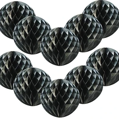 Image of Time to Sparkle 10 Pack Tissue Paper Honeycomb Balls Table Centrepiece Lantern Garland Wedding Decoration Ball black, 12&quot;(30cm)