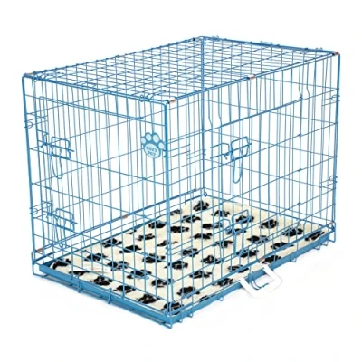 Image of Cozy Pet Dog Cage 30&quot; Blue With Tailored Vet Bedding Metal Tray Folding Puppy Crate Cat Carrier Crate. DC30BL+VB30C (We do not ship to Channel Islands or IOW.)