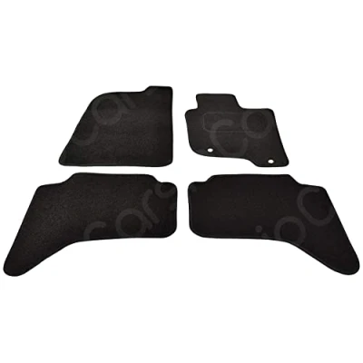 Image of Carsio Carpet Car Mats For Mitsubishi L200 2006 to 2015 4 Piece Set with 2 Clips Tailored Fit Floor Mat Complete Accessory Black Custom Fitted All Weather, Anti Slip Backing &amp; Trim