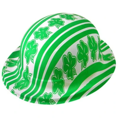 Image of 10 x Irish Shamrock Green Plastic St Patricks Day Bowler Party Hats