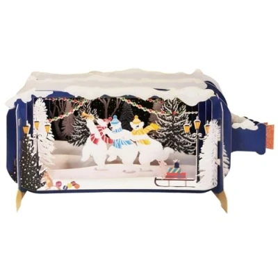 Image of Message in A Bottle Polar Bears Pop Up Christmas Greeting Card XMIB092
