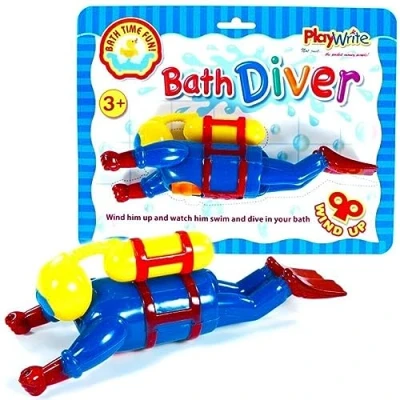 Image of Childrens Bath Time Fun Scuba Wind Up Water Diver Toddler Toys by Playwrite