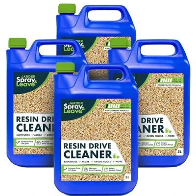 Image of 4 x 5L Jarder Resin Driveway Cleaner Eliminates Moss, Algae and Mould No Bleach or Acid Completely Safe for Driveways Patios