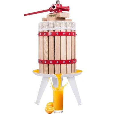 Image of Crystals 6L/12L/18L Fruit Press with Straining Bag &amp; 3 Steel Legs, Manual Juice Making Tool Cider Apple Grape Berries Wine Crusher (18 Liters)