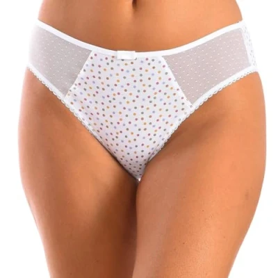 Image of Dim Womenss panties in organic cotton and plumeti tulle Generous White Size 2XL