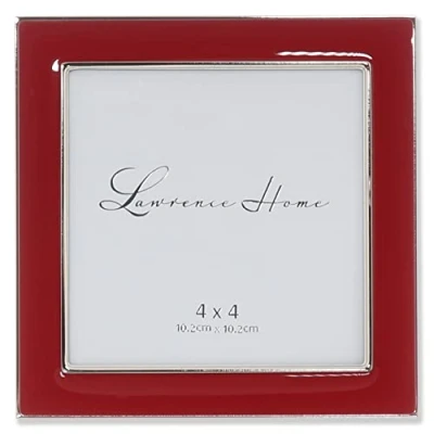 Image of 4x4 Silver Metal and Red Enamel Picture Frame