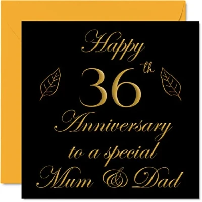 Image of Special 36th Anniversary Card for Dad Mum Parents &amp; Happy 36 Wedding Cards from Son Daughter Family, 145mm x Greeting Thirty Sixth Anniversaries