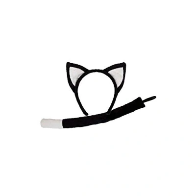 Image of Wicked Costumes Kids Black &amp; White Cat Ears Tail Fancy Dress Accessory