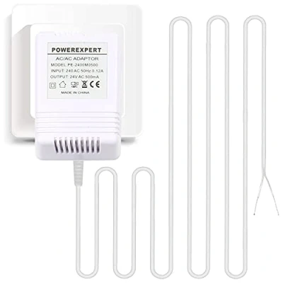 Image of Doorbell Transformer, 24V/500mA Power Supply Transformer Cable Compatible with Ring Video Doorbell, 8M (315&quot;) (White)