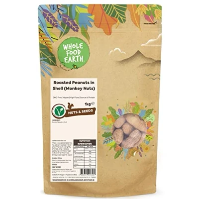 Image of Wholefood Earth Roasted Peanuts in Shell (Monkey Nuts) 1 kg GMO Free High Fibre Source of Protein