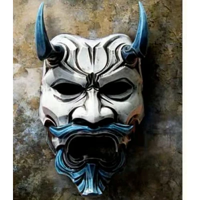 Image of ausuky Oni Devil Traditional Japanese Halloween Mask Demon Fancy Dress Prajna Cosplay (Model 1)
