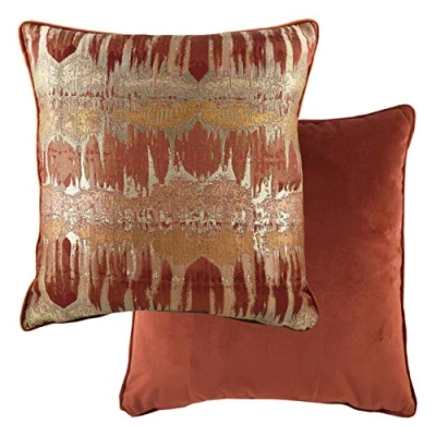 Image of Evans Lichfield Inca Jacquard Piped Feather Filled Cushion Orange One Size