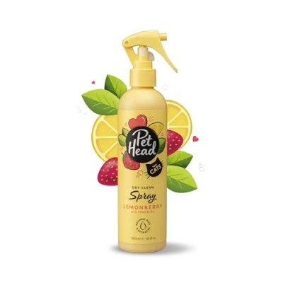 Image of PET HEAD Cat Dry Clean Spray 300ml, Felin’ Good, Fruity Scent, Best Shampoo For Smelly Cats, Nourishing &amp; Deodorising, Professional Grooming, Vegan, Lick Safe, Gentle Formula Kittens