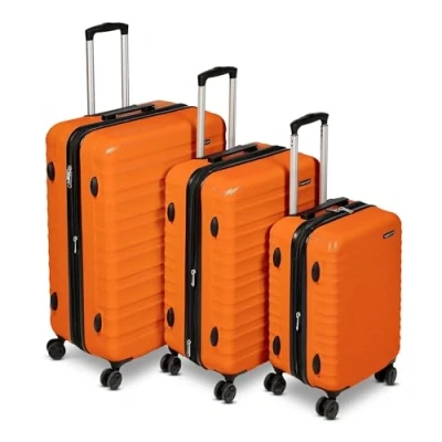 Image of Amazon Basics Hardside Luggage Spinner, 3 Piece Set (55, 68, 78 cm), Burnt Orange