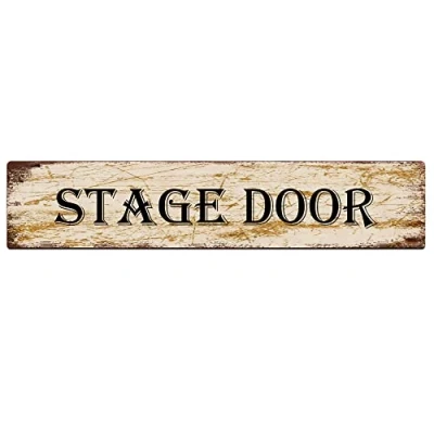 Image of KILSPU Stage Door Sign Vintage Metal Retro Plaque Bar Pub Poster Wall Art Decor Tin 4x16 in / 10x40 cm