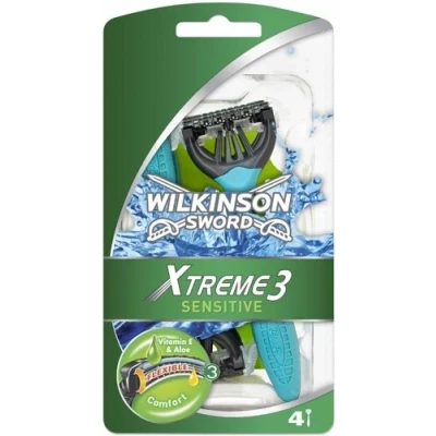 Image of Wilkinson Sword 70057070 Mens Xtreme 3 Sensitive Comfort Disposable Razor 4s