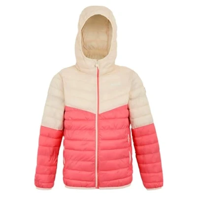 Image of Regatta Kids Water repellent Hillpack III Hooded Jacket Peach Bloom Light Vanilla, Size: 15 16 Years