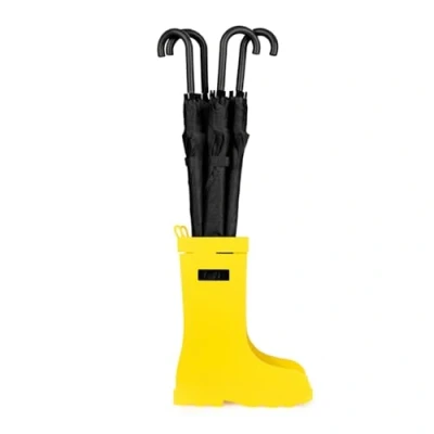 Image of Balvi Rain Boots Umbrella Stand Yellow Easy Air Circulation and Metal Water Catcher Tray