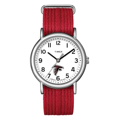 Image of Timex Unisex Weekender 38mm Watch with Slip Thru Single Layer Strap, Atlanta Falcons,