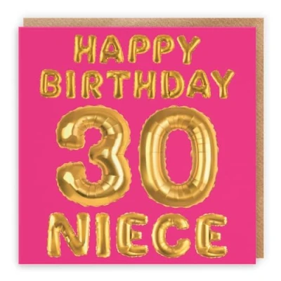 Image of Hunts England Niece 30th Birthday Card Happy 30 Balloon Collection