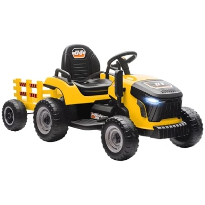 Image of AIYAPLAY Ride on Tractor and Trailer, 12V Electric Tractor, Yellow