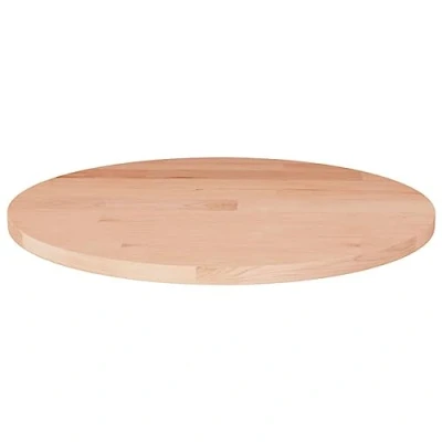 Image of vidaXL Solid Oak Wood Round Tabletop 30x1.5 cm Versatile for Coffee/Side/Bar Tables, Unfinished Customization, Rustic Design, Brown