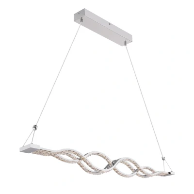 Image of Pilla Pendant Ceiling Light Chrome Clear Glass Shade LED Dimmable 3000 6000K