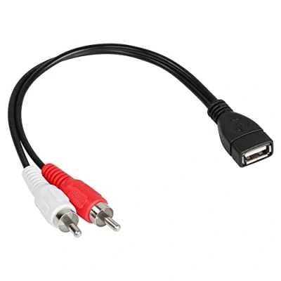 Image of CERRXIAN USB to 2 RCA Cable, 2.0 A Female Male Jack Audio Video AV Composite Adapter Cable for TV/Mac/PC（0.15M）