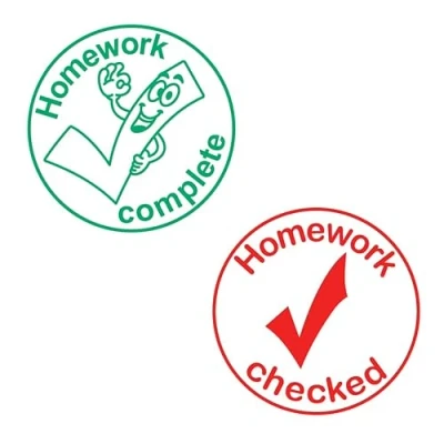 Image of Homework Complete &amp; Checked. 2 x Self Inking, Teacher Stamps Reinkable. 22mm
