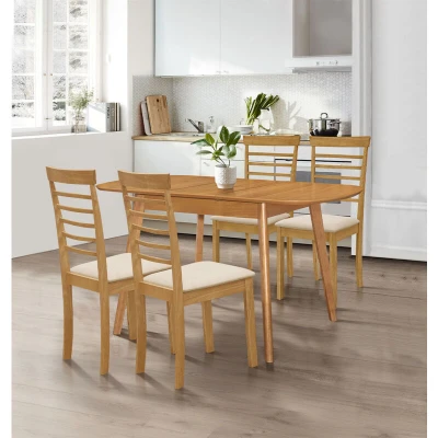 Image of Hallowood Furniture Aston Butterfly Extending Dining Table and Chairs Set 4, &amp; Light Oak Wooden Chairs, Extendable Modern Room