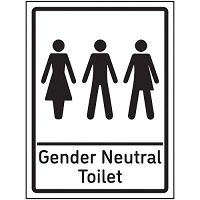 Image of V Safety Gender Neutral Toilet Sign 150x200mm 1mm Rigid Plastic