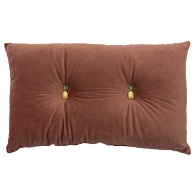 Image of Paoletti Pineapple Cushion Prefilled Button 100 Spot Clean Only 30 x 50cm inches, Polyester, Blush Pink, 30cm (12&quot; 20&quot;)